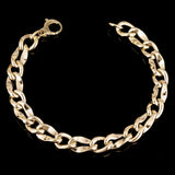 Women's Italian 14k Yellow Gold Hollow Fancy Link Bracelet 8.25" 8.8mm 6.4 grams