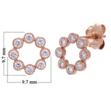 14k Rose Gold 0.59ctw Diamond Open Flower Stud Earrings