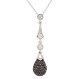 14k White Gold 0.75ctw Black & White Diamond Briolette Dangle Pendant Necklace