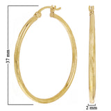 14k Yellow Gold Hollow Hoop Loop Round Earrings 1.37" 2mm 2.1 grams