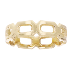 14k Yellow Gold Wide Hexagon Stackable Ring Size 8 5.7mm 4.2 grams