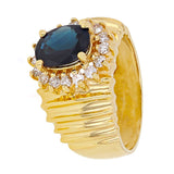 14k Yellow Gold 0.36ctw Sapphire & Diamond Cluster Scalloped Ring Size 7