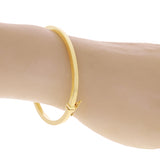 Italian 14k Yellow Gold Hollow Square Tube Bangle Bracelet 7" 3mm 4.6 grams