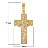 Italian 14k Yellow Gold 3D Double Sided Crucifix Cross Charm Pendant 1.6" 4.3g