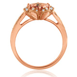 14k Rose Gold 1.78ctw Morganite & Diamond Flower Solitaire Ring Size 6.75