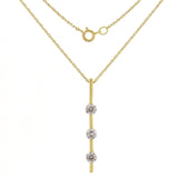 14k Yellow Gold 0.50ctw Diamond Three-Stone Linear Pendant Necklace