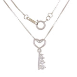 10k White Gold 0.20ctw Diamond Key to My Heart Skeleton Key Pendant Necklace 18"