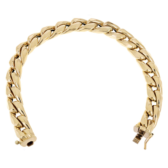 Italian 14k Yellow Gold Hollow Cuban Curb Link Bracelet 8