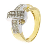 14k Yellow & White Gold 1ctw Fancy Champagne Diamond Love Knot Band Ring Size 7