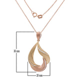 14k Yellow & Rose Gold 0.25ctw Diamond Satin Oval Ribbon Twist Pendant Necklace