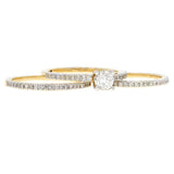 14k Yellow Gold 1ctw Diamond Pave Matching 3 Piece Bridal Ring Set Size 7
