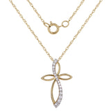 14k Yellow Gold 0.33ctw Diamond Infinity Marquise Shape Cross Pendant Necklace