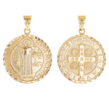 14k Yellow Gold St Benedict Medal Cross Charm Pendant 1.2" 3.9 grams