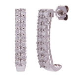 14k White Gold Double Row J-Hoop Diamond Earrings 1.01ctw