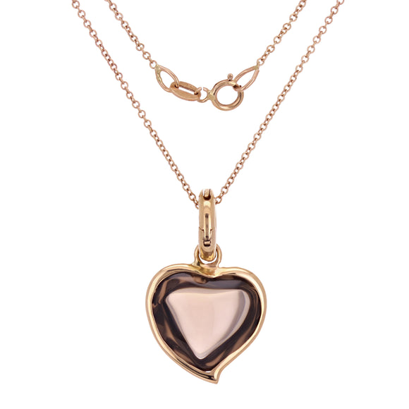 Tirisi Moda 18k Rose Gold Smoky Quartz Heart Pendant Necklace