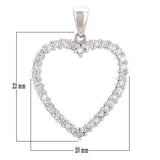 14k White Gold 1ctw Brilliant Cut Diamond Open Love Heart Pendant