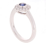 14k White Gold 0.16ctw Sapphire & Diamond Cluster Flower Engagement Ring Size 5