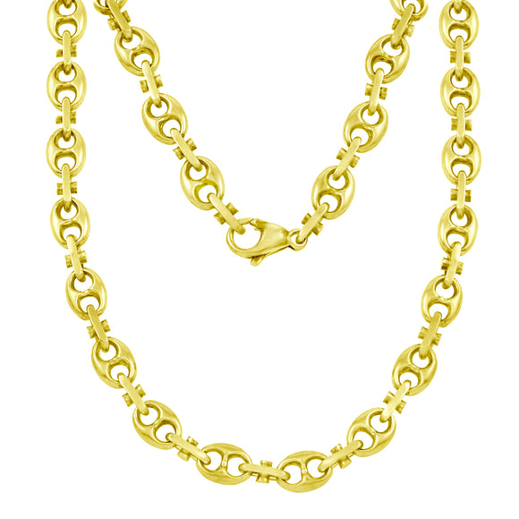 14k Yellow Gold Handmade Fashion Link Necklace 22