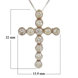 14k White Gold 0.70ctw Diamond Bezel Cross Pendant Necklace 18"