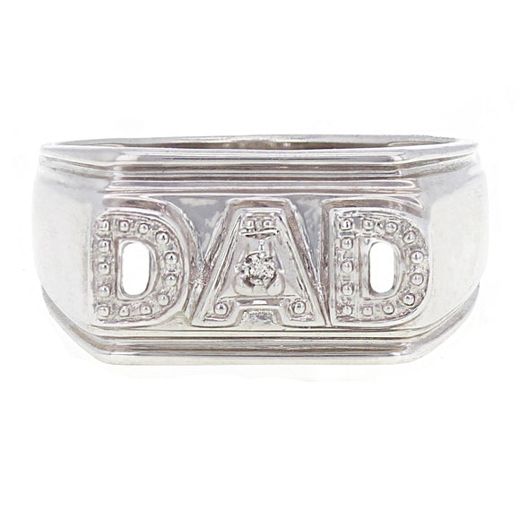 Men's 14k White Gold 0.15ctw Diamond DAD Design Ring Size 10.5