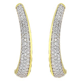 18k Yellow Gold 1.10ctw Diamond Pave Linear Curve Earrings