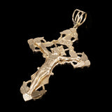 14k Yellow Gold BIG INRI Christ Passion Cross Crucifix Pendant 4.6" 41 grams