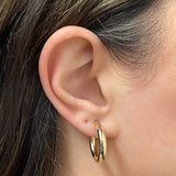 Italian 14k Yellow Gold High Polish 3.9mm 0.9" Diameter Round Hoop Earrings 2.2g