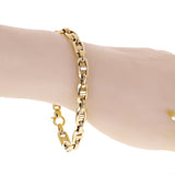 Italian 14k Yellow Gold Fancy Hollow Anchor Mariner Link Bracelet 8.5" 7mm 6.9g
