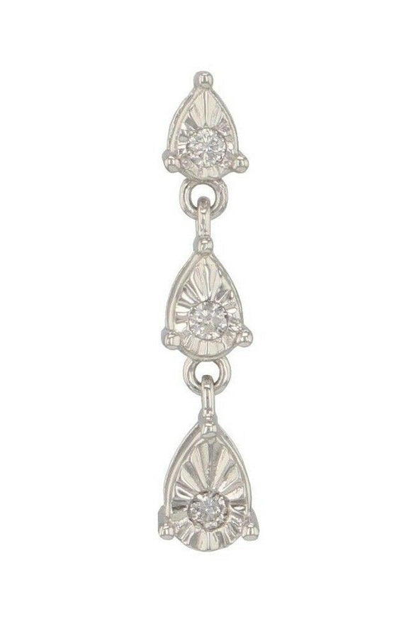 10k White Gold Pear Shape Charm Pendant with 0.10 CTW Round Natural Diamonds