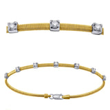 14k Yellow & White Gold 0.20ctw Diamond Station  Snake Omega Bangle Bracelet