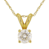 14k Yellow Gold 0.33ctw Diamond Double Bail Solitaire Pendant Necklace 18"