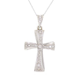 14k White Gold 0.65ctw Diamond Celtic Cross Pendant Necklace 18"