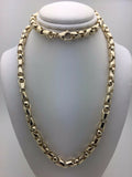 10k Yellow Gold Solid Heavy Bullet Style Chain Necklace 26" 6mm 83 grams