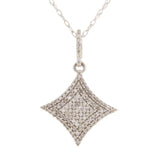 10k White Gold 0.40ctw Diamond Pave Square Pendant Necklace 18"