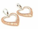 Italian 14k Two Tone Gold Flowers Heart Dangling Earrings & Pendant Set 8 grams