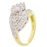 14k Yellow Gold 2.85ctw Diamond Cluster Bypass Ring Size 6.5