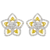 10k Yellow Gold 0.91ctw Diamond Pave Heart Flower Earrings
