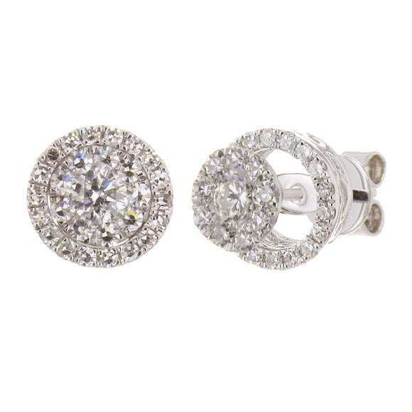 14k White Gold 0.65ctw Diamond Pave Stud & Removable Jacket Duo Stud Earrings
