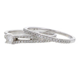 14k White Gold 1/2ctw Brilliant Diamond Matching Engagement & Wedding Ring Set