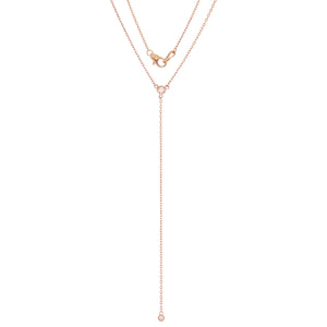 14k Rose Gold 0.28ctw Diamond 2-Stone High Polished Modern Y-Necklace 18"