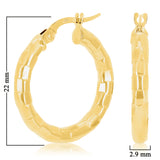 Italian 14k Yellow Gold Faceted 3mm 0.75" Diameter Round Hoop Earrings 1.5 grams