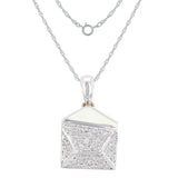 14k White Gold 0.17ctw Round Diamond Pave Purse Pendant Necklace