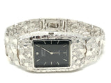 14k White Gold Solid Nugget Wrist Watch Link with Geneve Watch 7.5"-8" 54.5grams