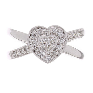 18k White Gold 0.31ctw Diamond Love Heart Split Ring Size 7
