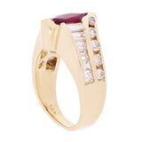 14k Yellow Gold 0.36ctw Ruby & Diamond Vintage Anniversary Swirl Ring Size 4