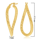 Italian 14k Yellow Gold Hollow Diamond-Cut Twist Hoop Earrings 1.5" 3mm 3.5grams