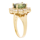 14k Yellow Gold 1.42ctw Green Tourmaline & Diamond Floral Cluster Cocktail Ring