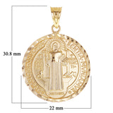 14k Yellow Gold St Benedict Medal Cross Charm Pendant 1.2" 3.9 grams