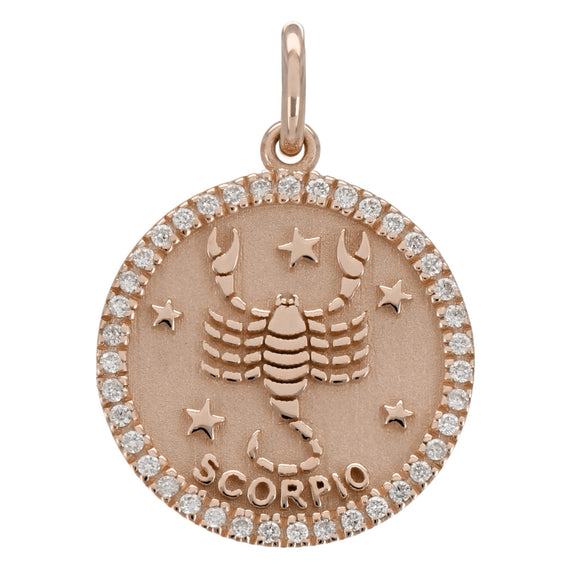 14k Rose Gold  Diamond Zodiac Sign Scorpio Pendant