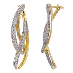 14k Yellow Gold 1/2ctw Diamond Loop Dangle Earrings